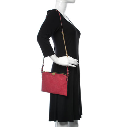 Burberry Signature Grain Calfskin Check Embossed Peyton Crossbody Clutch Bag Vibrant Fuchsia 2 of 9