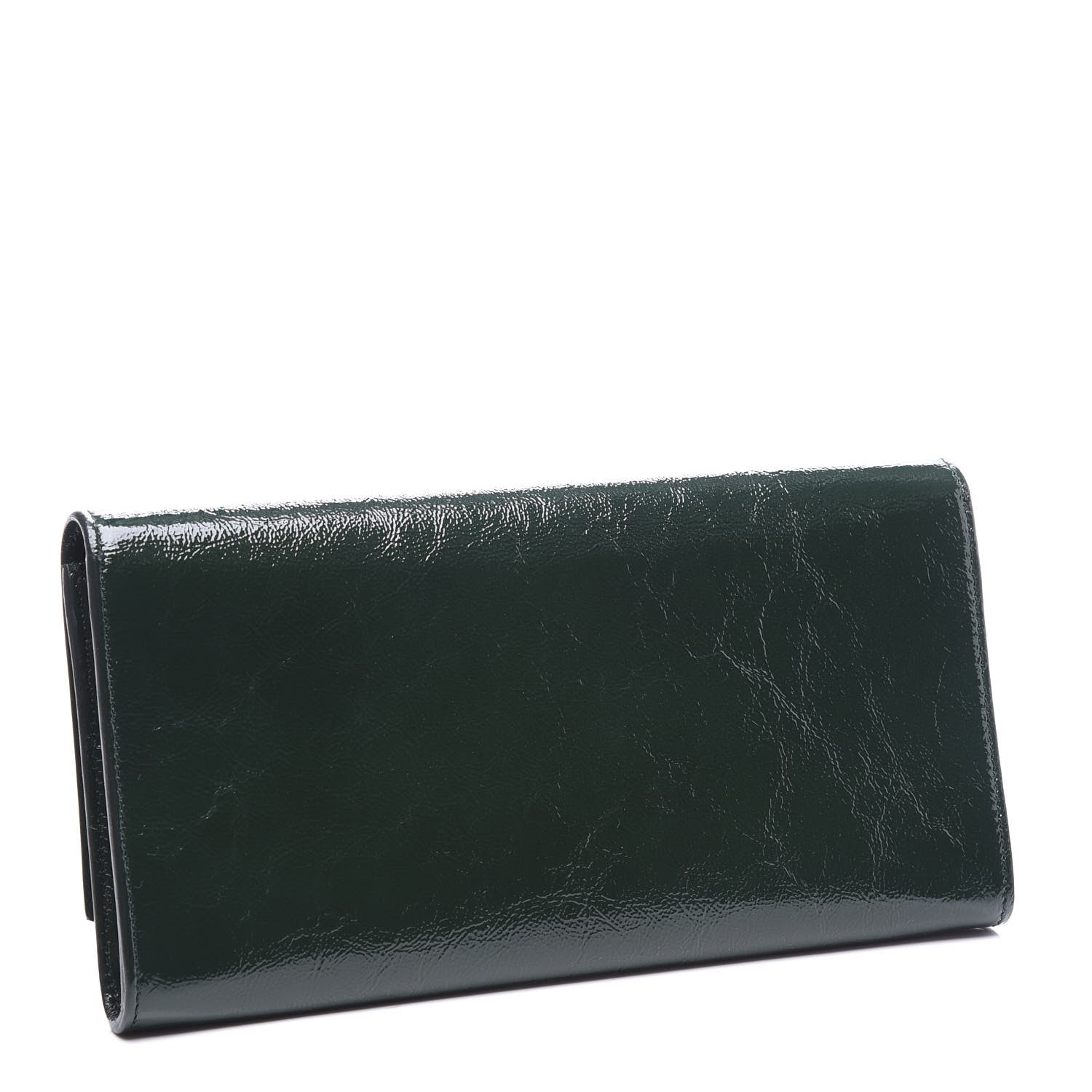 Saint Laurent Textured Patent Belle de Jour Clutch Tartan Green 2 of 8