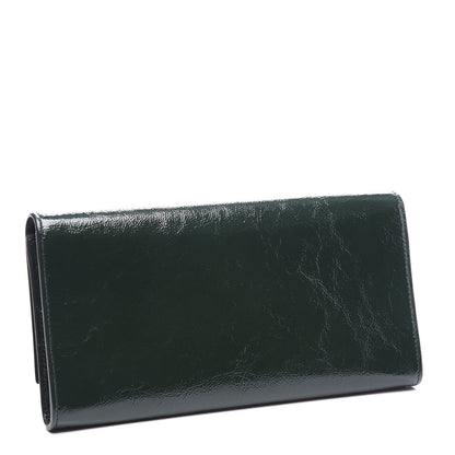 Saint Laurent Textured Patent Belle de Jour Clutch Tartan Green 2 of 8