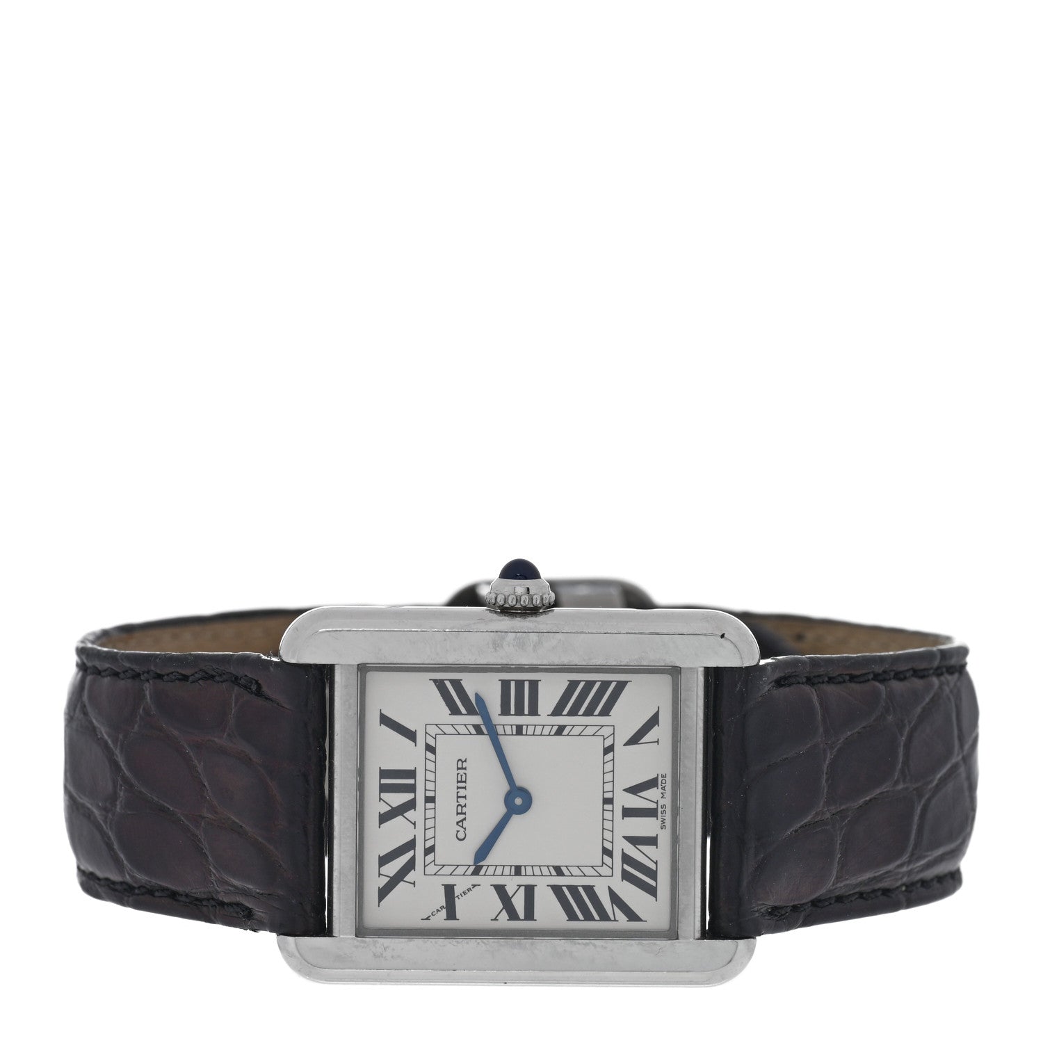 Cartier Stainless Steel Alligator 24mm Tank Solo Quartz Watch 2 of 4