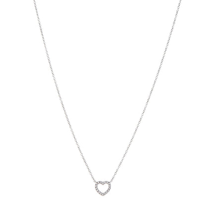 Tiffany 18K White Gold Diamond Metro Heart Pendant Necklace 1 of 7