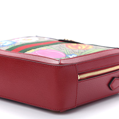 Gucci GG Supreme Monogram Flora Web Small Ophidia Top Handle Shoulder Bag Hibiscus Red 9 of 9