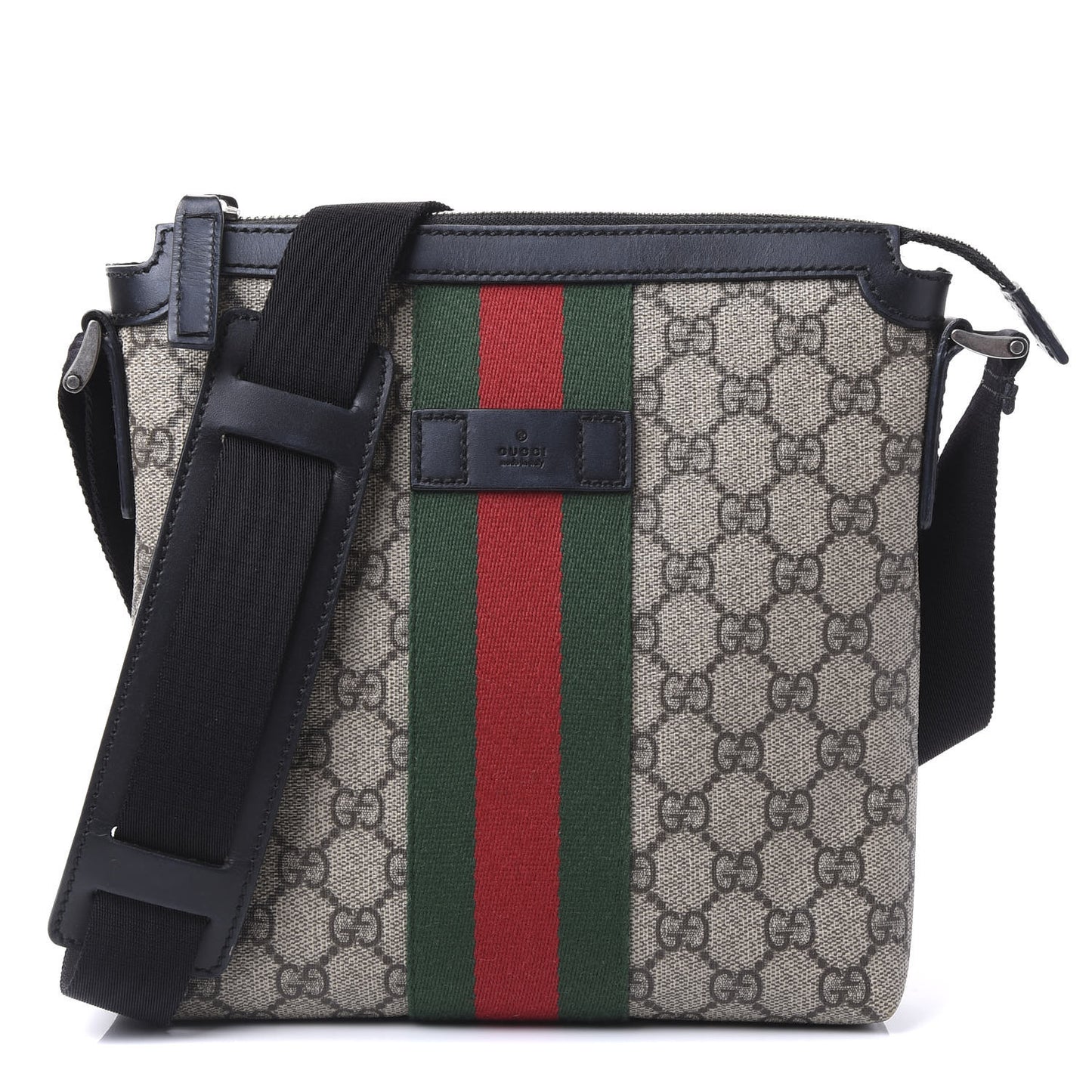 GG Supreme Monogram Web Messenger Bag Black