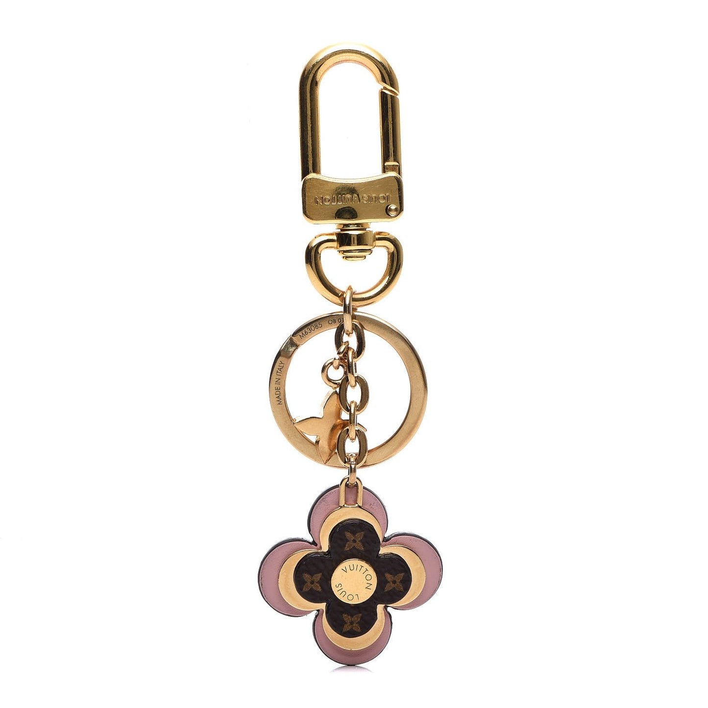 Monogram Blooming Flowers BB Bag Charm Key Holder Pink
