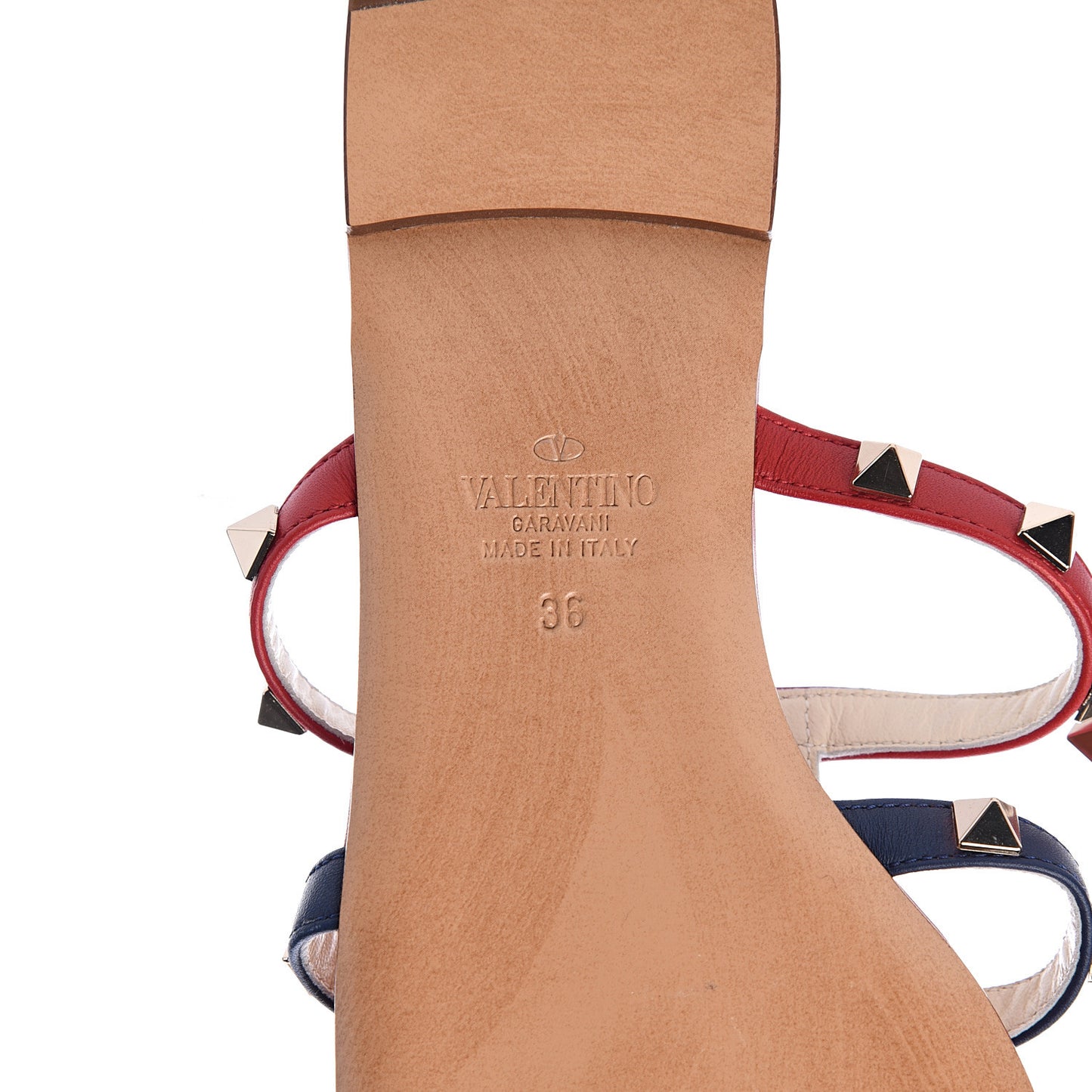 Calfskin Rockstud Caged Flat Slide Sandals 36 Multicolor