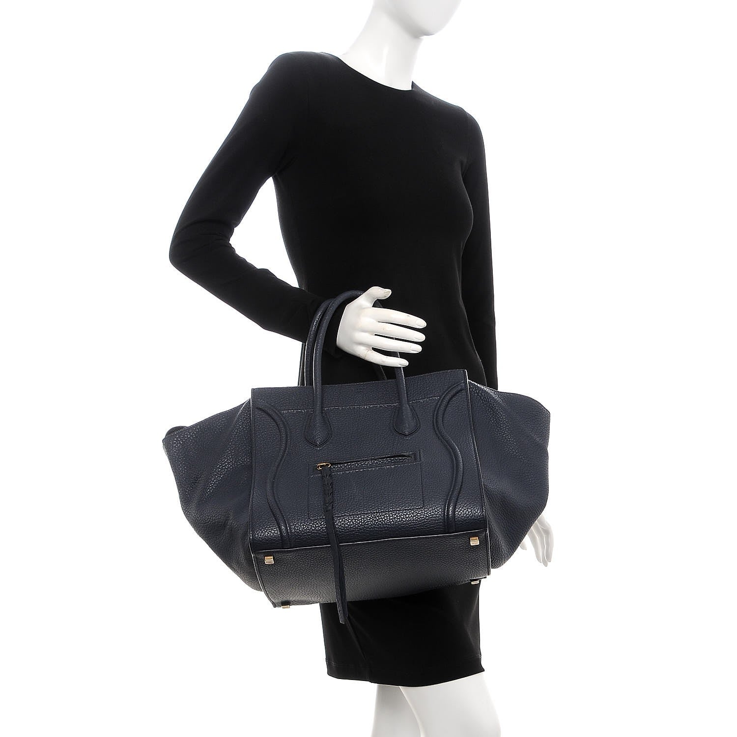 Celine Bullhide Calfskin Medium Phantom Luggage Navy Blue 2 of 11