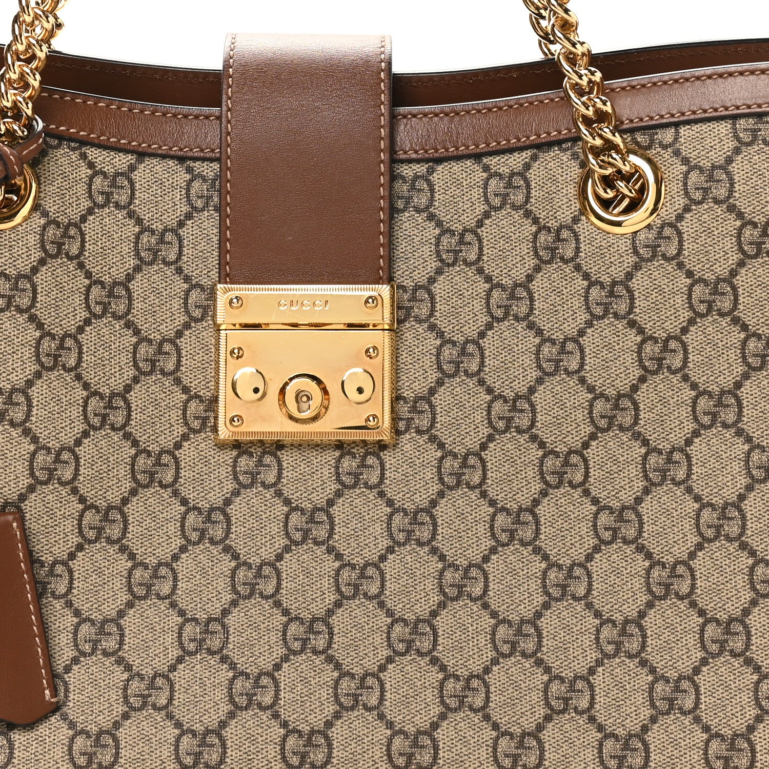 Gucci GG Supreme Monogram Medium Padlock Tote Beige Cuir 8 of 10