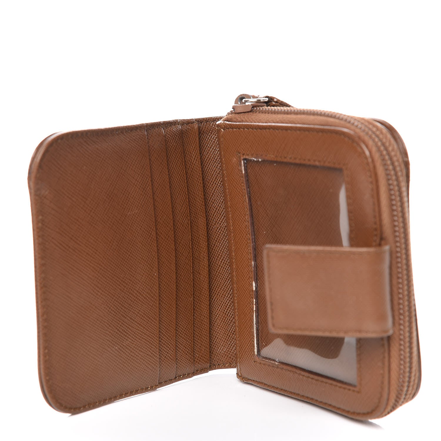 Prada Saffiano Compact Zip Around Wallet Cannella 5 of 15