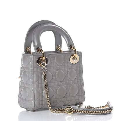 Christian Dior Metallic Lambskin Cannage Mini Lady Dior Grey 3 of 22