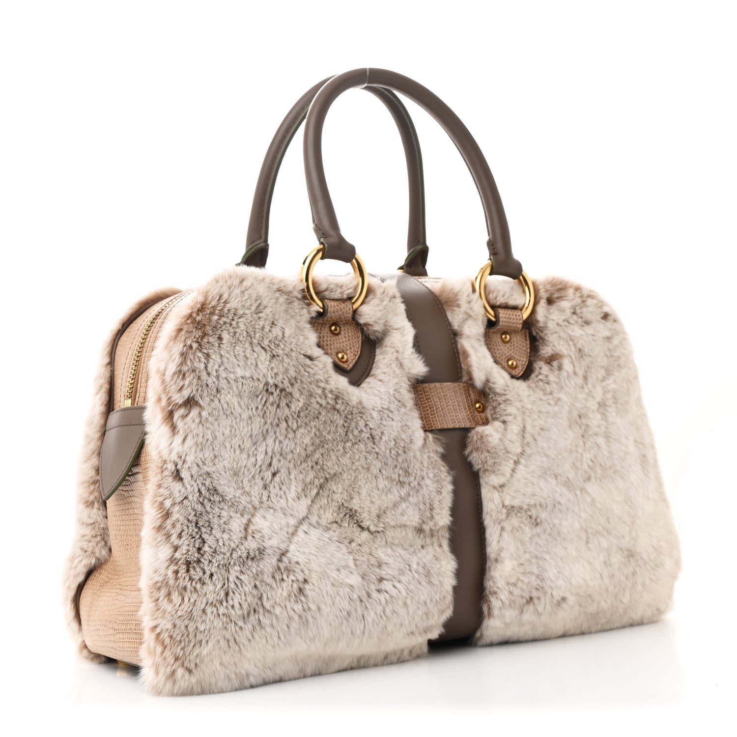 Marc Jacobs Chinchilla Fur Lizard Venetia Satchel Streak 3 of 11