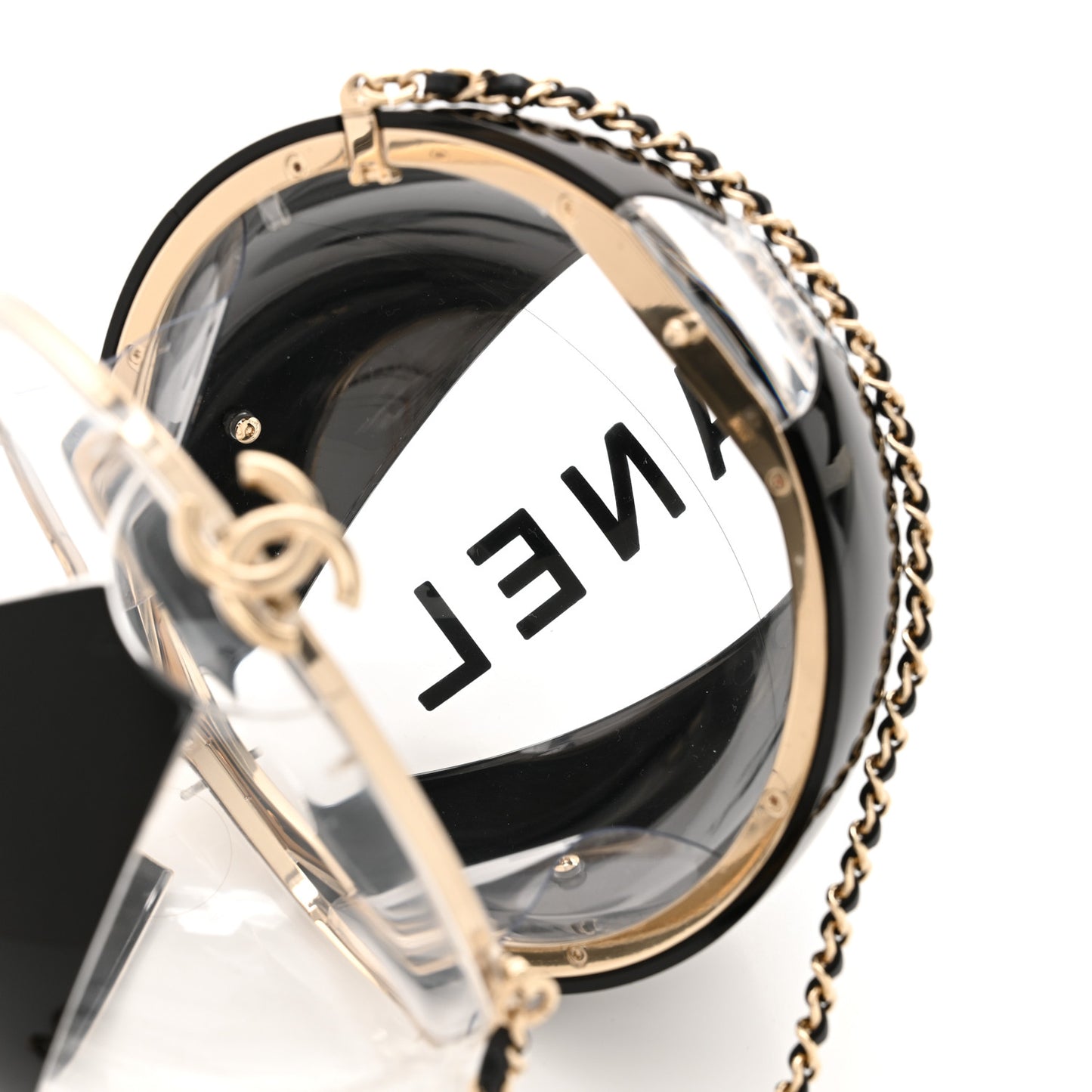 Plexiglass Coco Beach Ball Minaudiere Clutch  Black