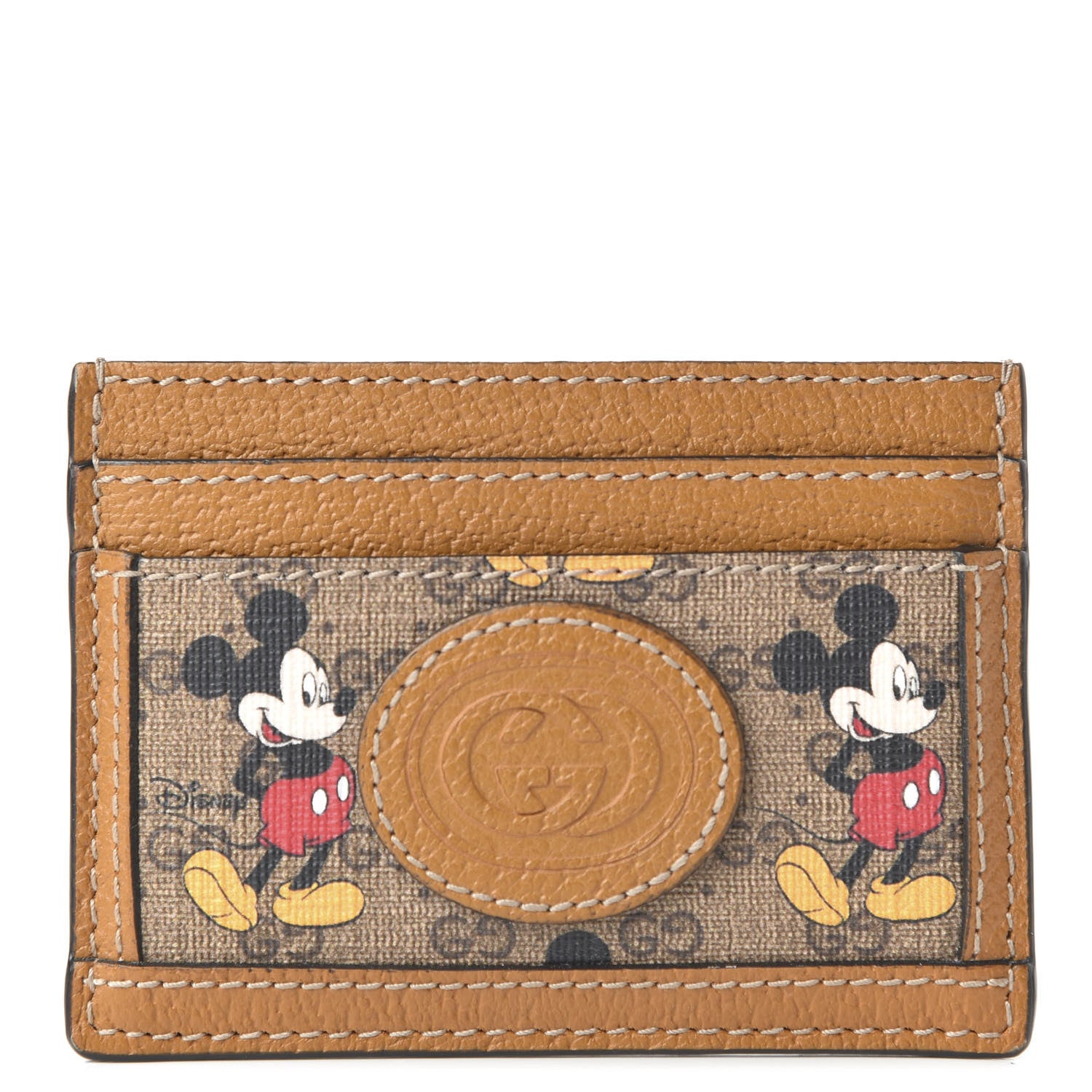 Gucci X DISNEY Mini Vintage GG Supreme Monogram Mickey Mouse Card Holder Beige Vintage Sun Oil 1 of 8