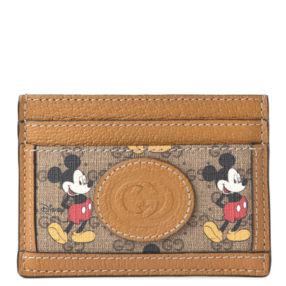 Gucci X DISNEY Mini Vintage GG Supreme Monogram Mickey Mouse Card Holder Beige Vintage Sun Oil 1 of 8