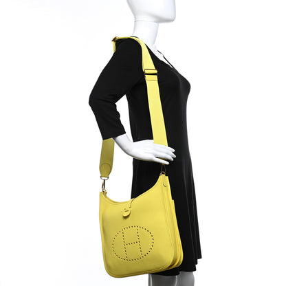 Hermes Taurillon Clemence Evelyne III PM Lime 2 of 9