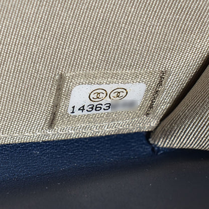 Chanel Caviar Large Timeless CC Zip Around Wallet Navy Blue 9 of 9
