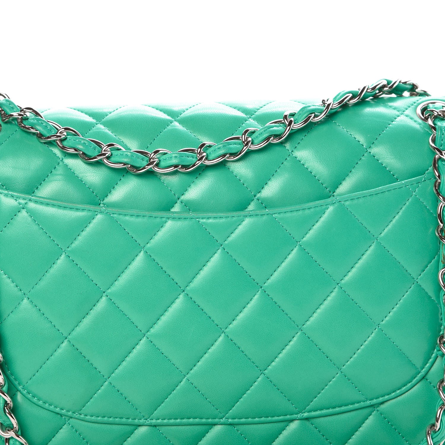 Chanel Lambskin Quilted Jumbo Double Flap Green 8 of 13