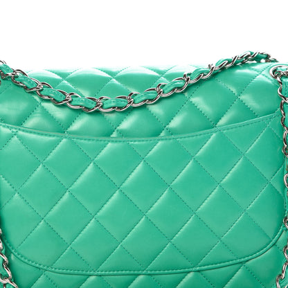 Chanel Lambskin Quilted Jumbo Double Flap Green 8 of 13