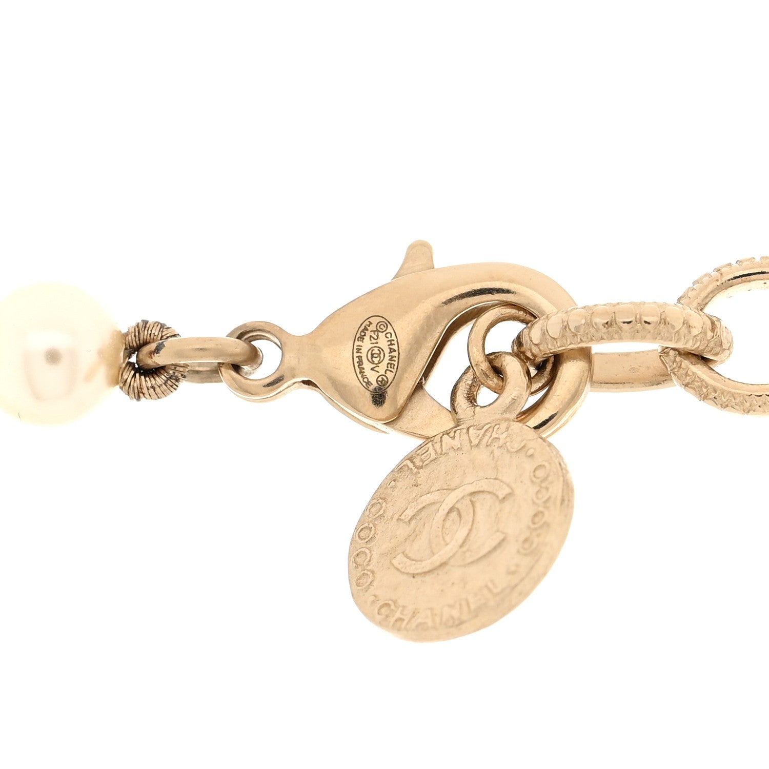 Chanel Pearl CC 100th Anniversary Necklace Light Gold 1859092