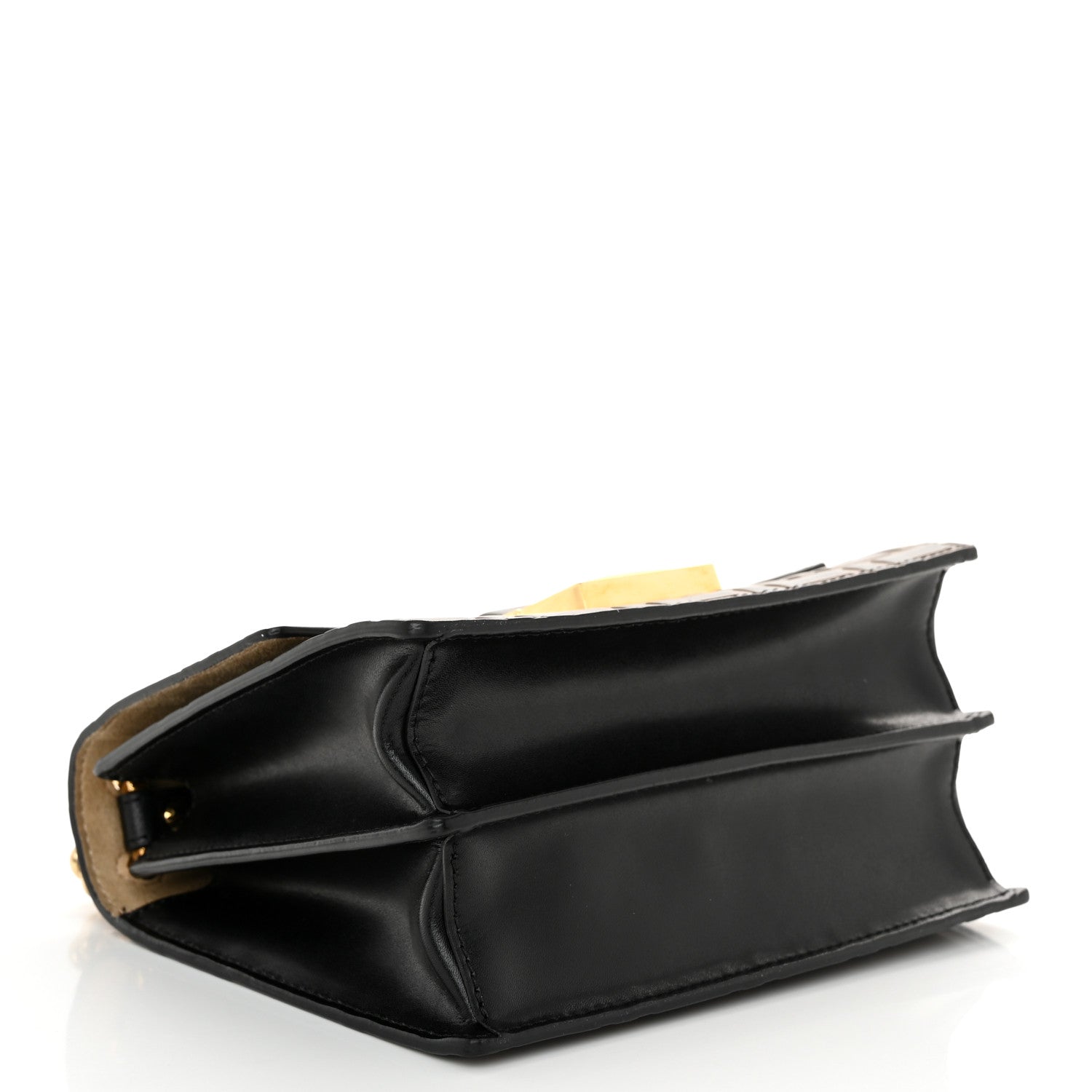 Fendi Vitello Liberty Bi-Color FF 1974 Embossed Small Kan U Shoulder Bag Maya Black 4 of 14