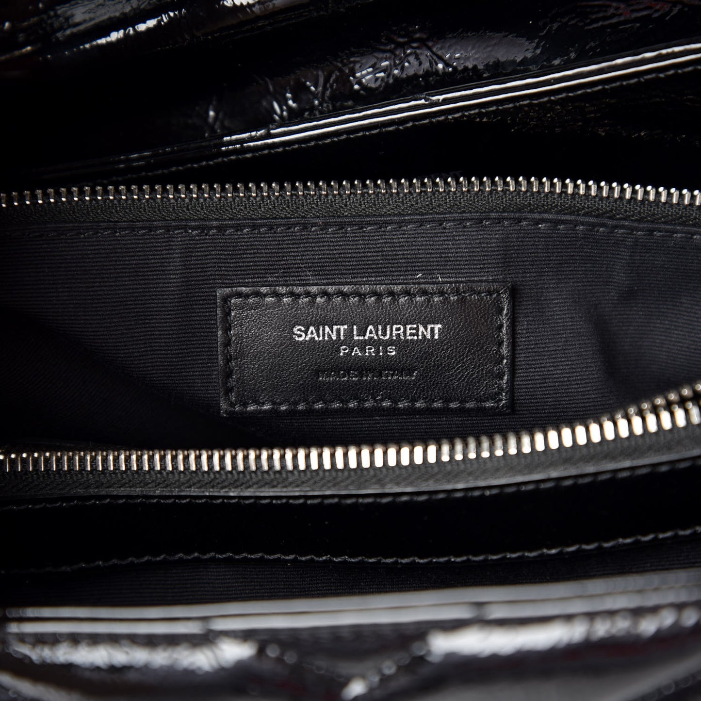 Patent Y Quilted Monogram Medium Loulou Chain Satchel Black