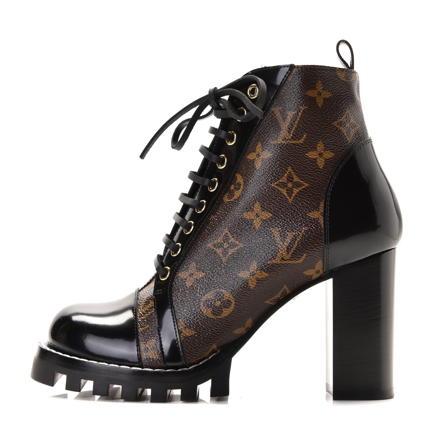 Louis Vuitton Patent Calfskin Monogram Star Trail Ankle Boots 40 Black 1 of 8