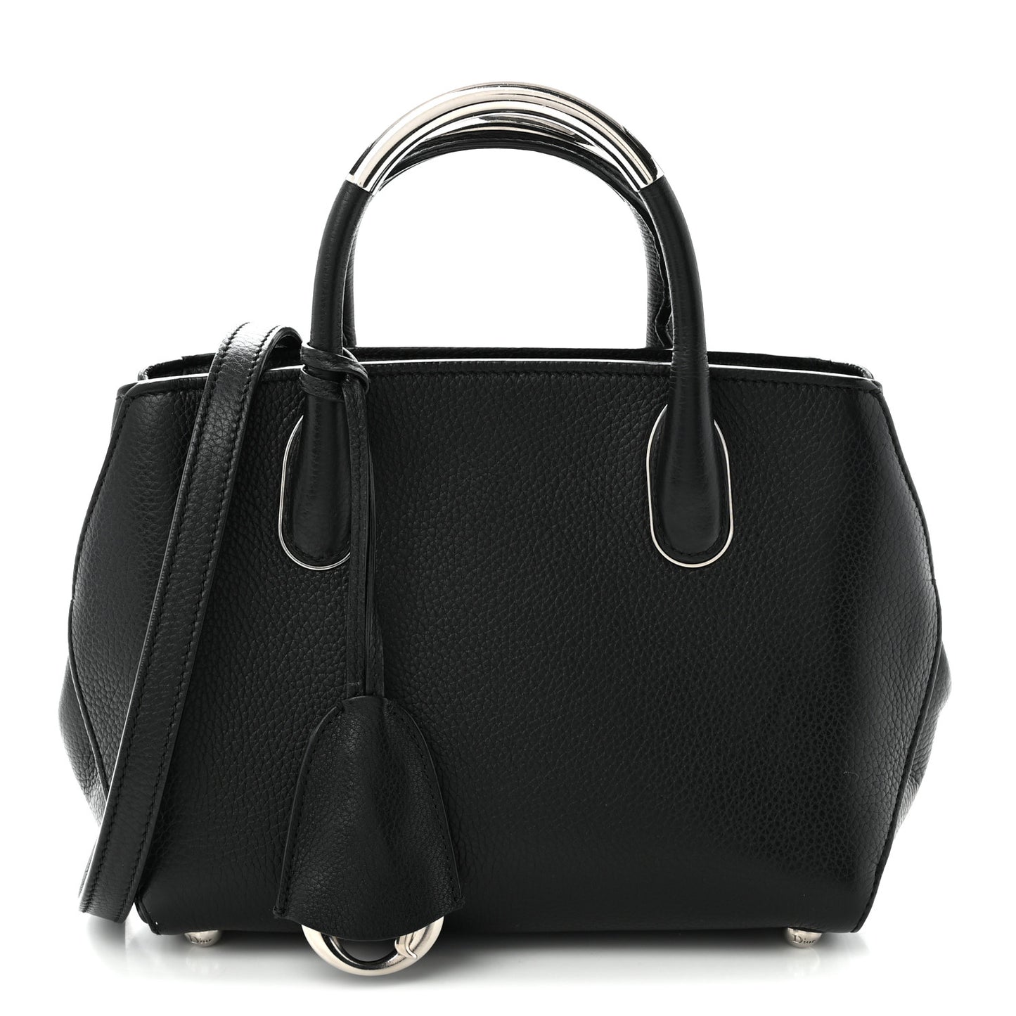 Grained Calfskin Small Open Bar Tote Black
