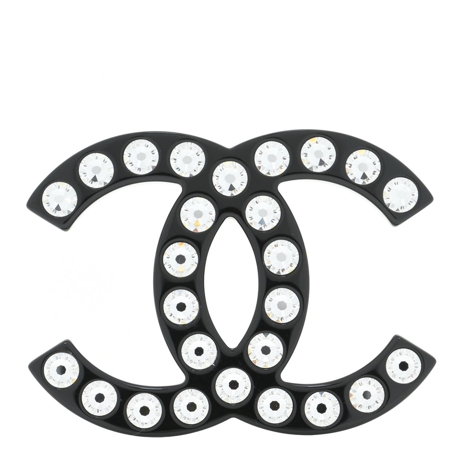 Chanel Resin Crystal CC Brooch Black 1 of 6
