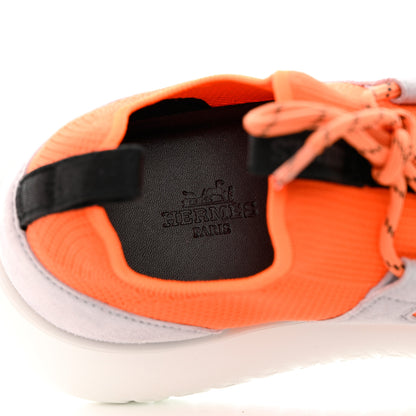 Hermes Technical Canvas Suede Goatskin Womens Duel Sneakers 39 Orange Multicolor 6 of 9