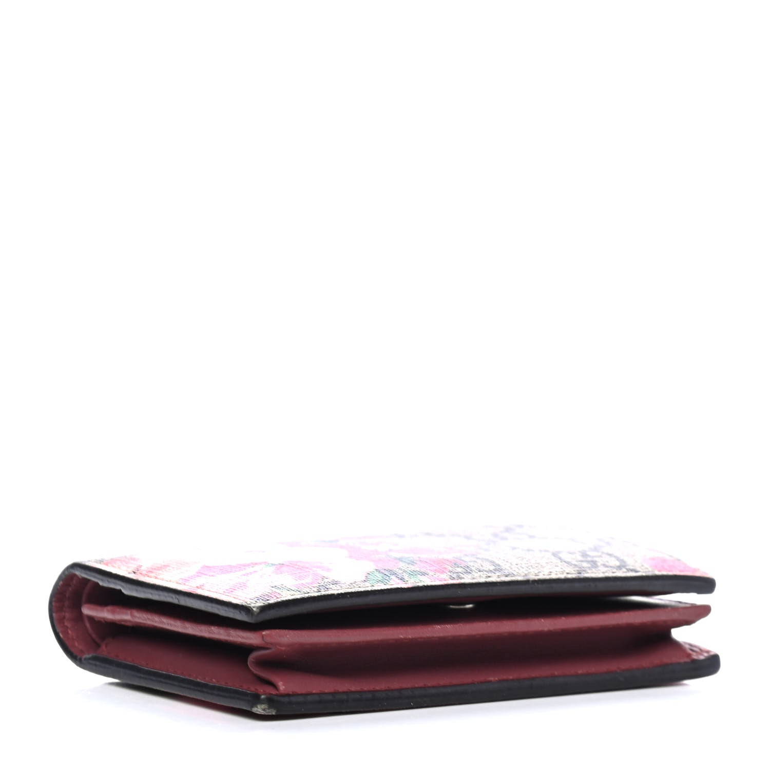 Gucci GG Supreme Monogram Blooms Card Case Beige Multicolor Dry Rose 3 of 5