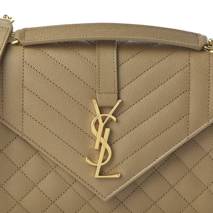 Saint Laurent Grain De Poudre Textured Mixed Matelasse Medium Triquilt Monogram Satchel Dark Latte 9 of 9