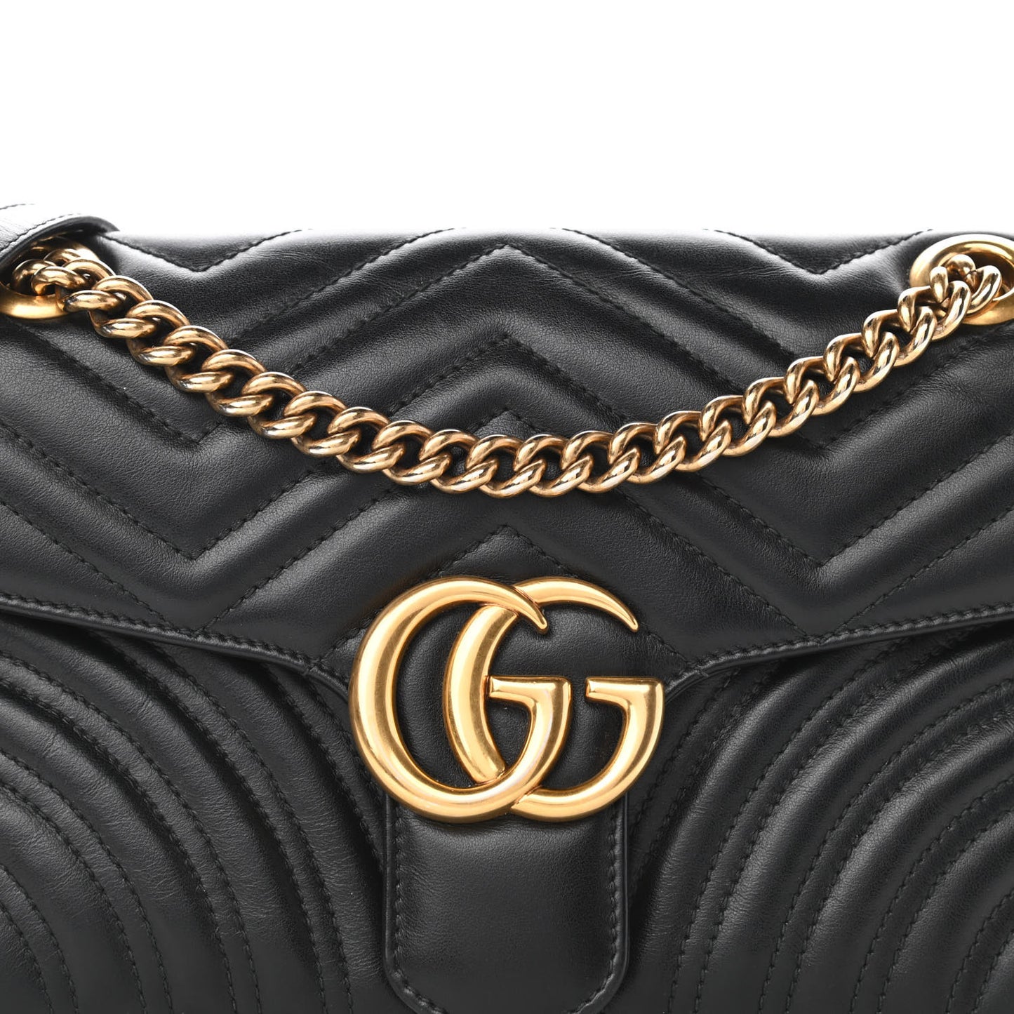 Calfskin Matelasse Small GG Marmont Shoulder Bag Black