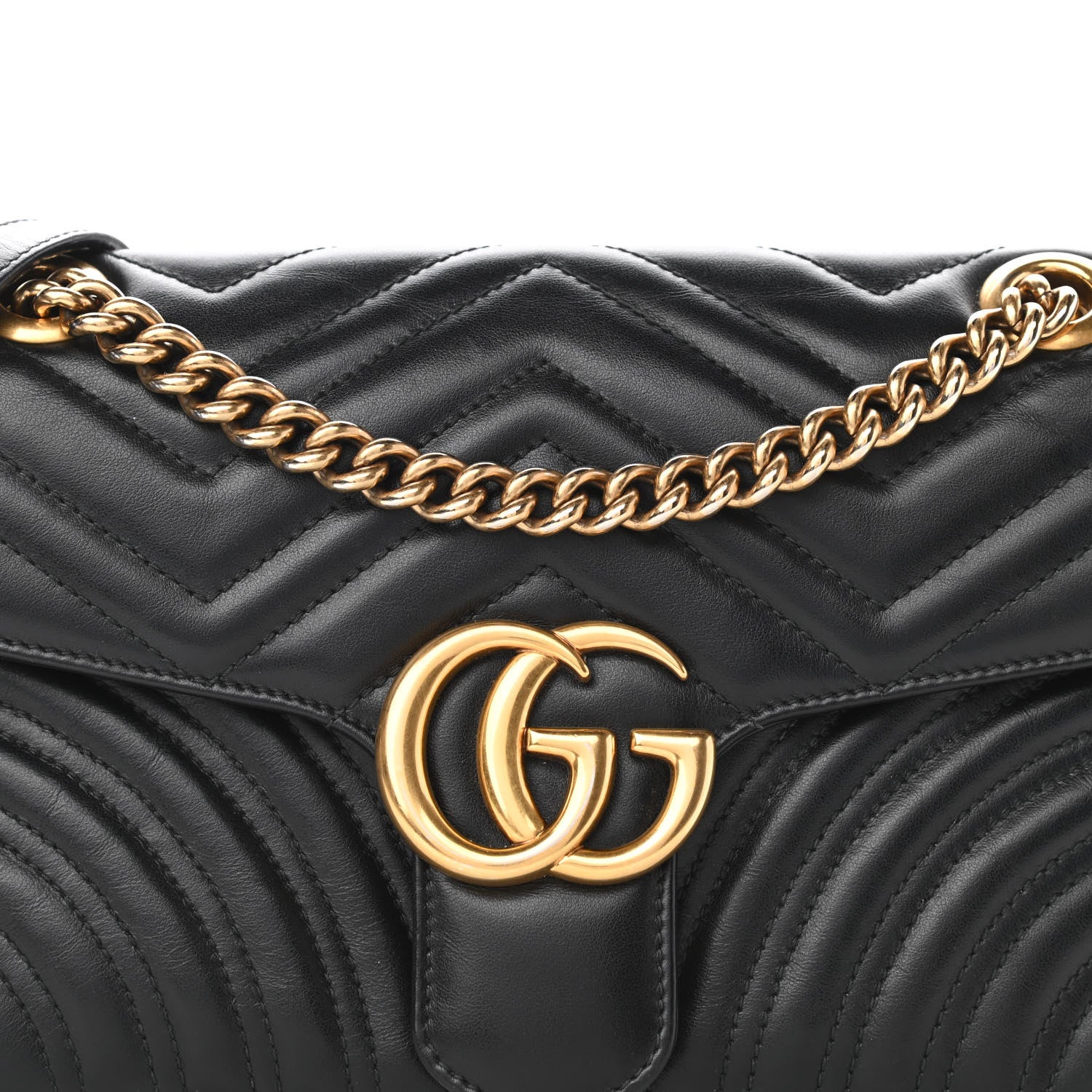 Gucci Calfskin Matelasse Small GG Marmont Shoulder Bag Black 8 of 10