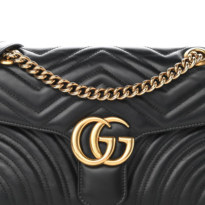 Gucci Calfskin Matelasse Small GG Marmont Shoulder Bag Black 8 of 10