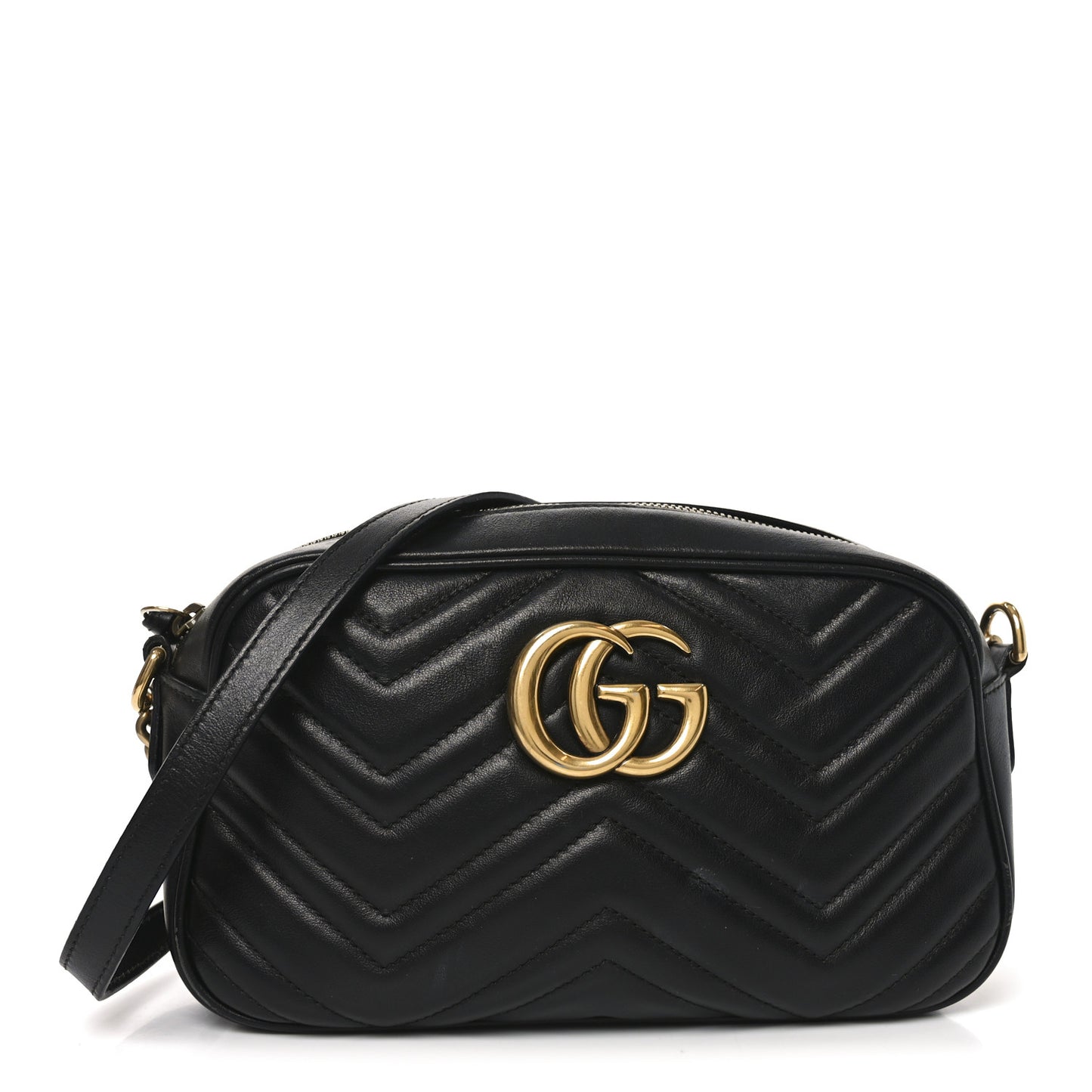 Calfskin Matelasse Small GG Marmont Chain Shoulder Bag Black