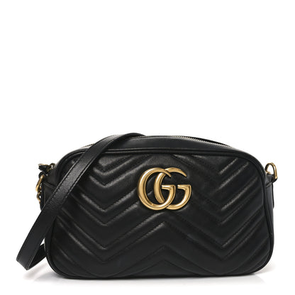 Gucci Calfskin Matelasse Small GG Marmont Chain Shoulder Bag Black 1 of 10