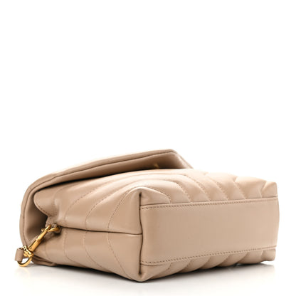 Saint Laurent Calfskin Y Quilted Monogram Toy Loulou Crossbody Bag Dark Beige 4 of 12