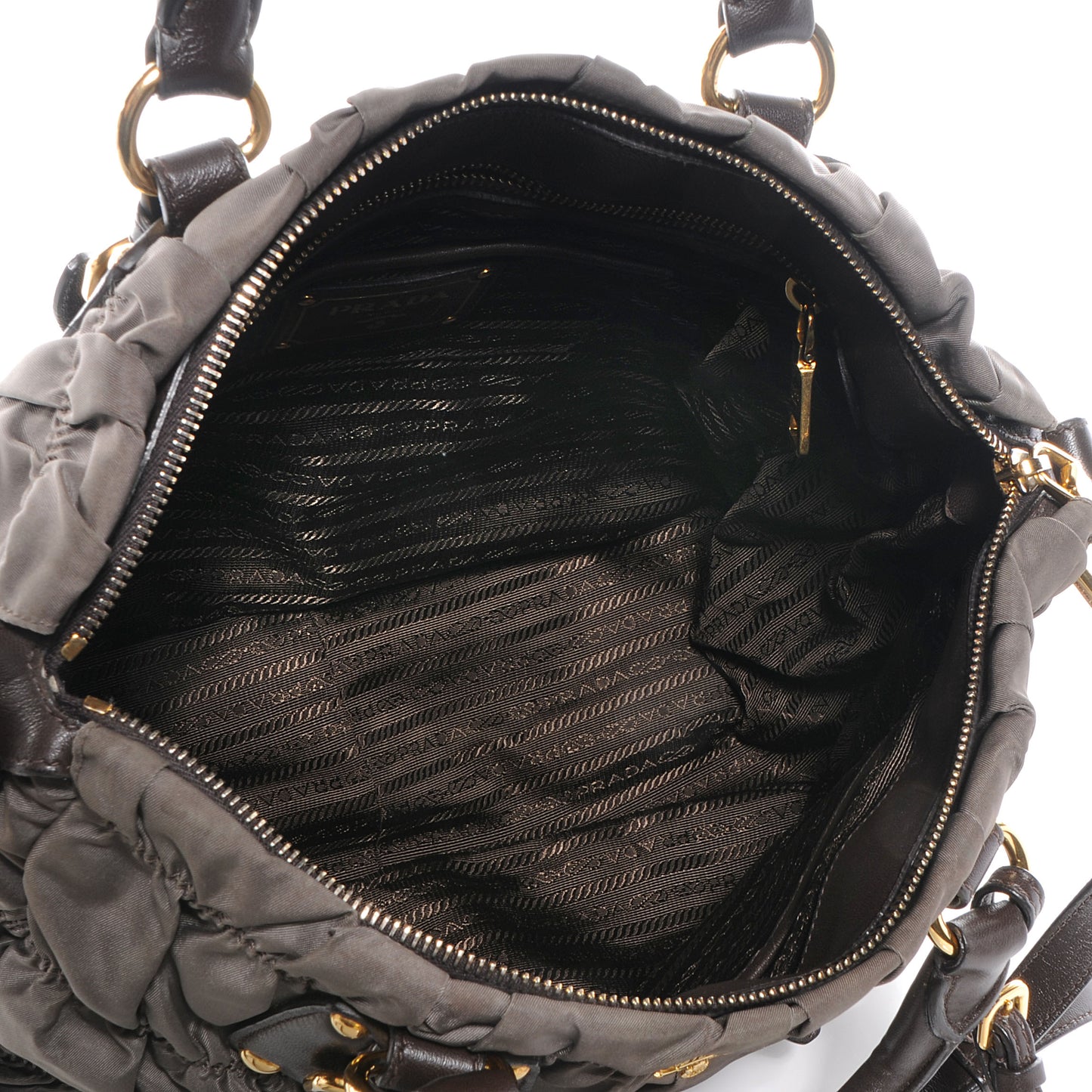 Tessuto Nylon Gaufre Tote Fumo