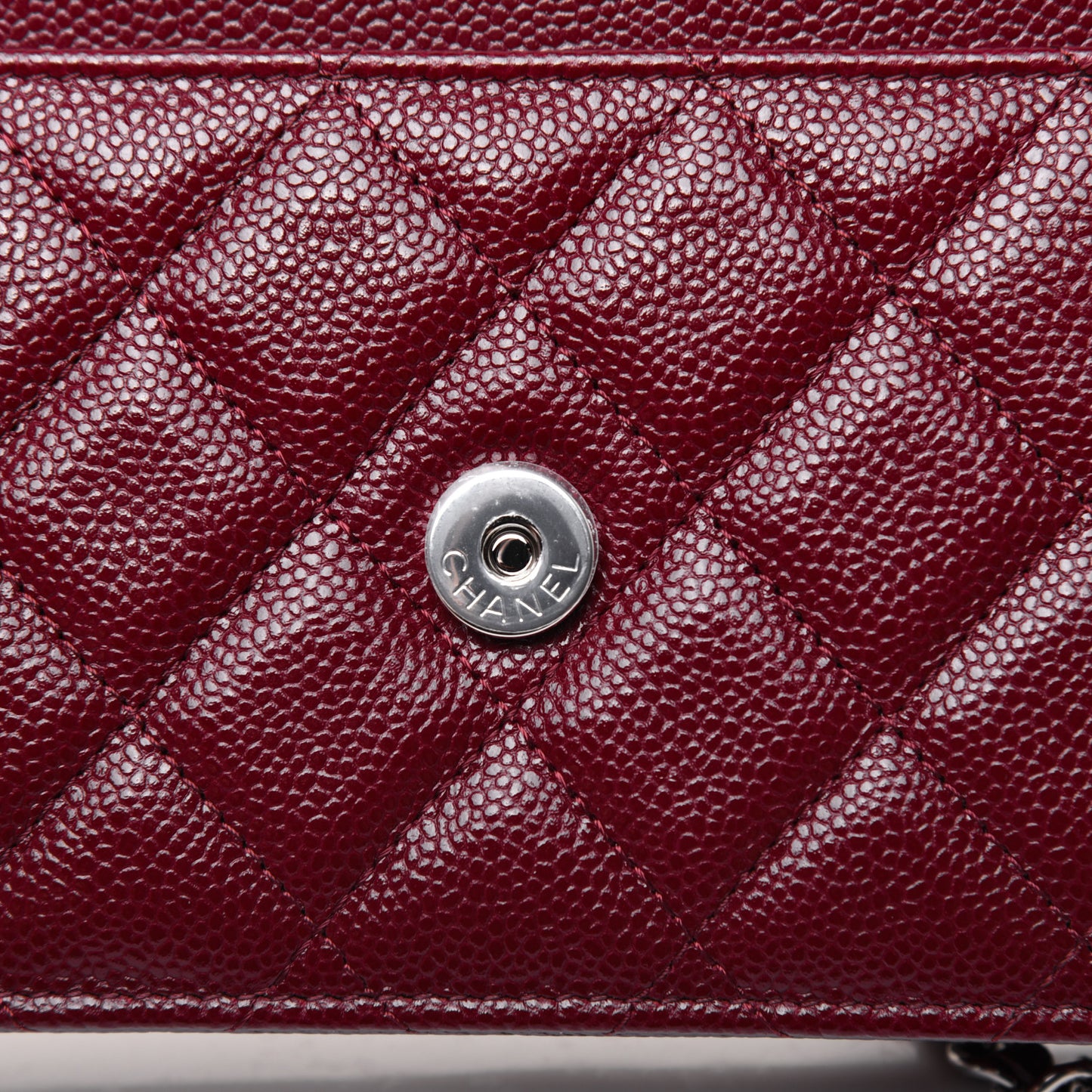 Caviar Quilted Wallet on Chain WOC Burgundy