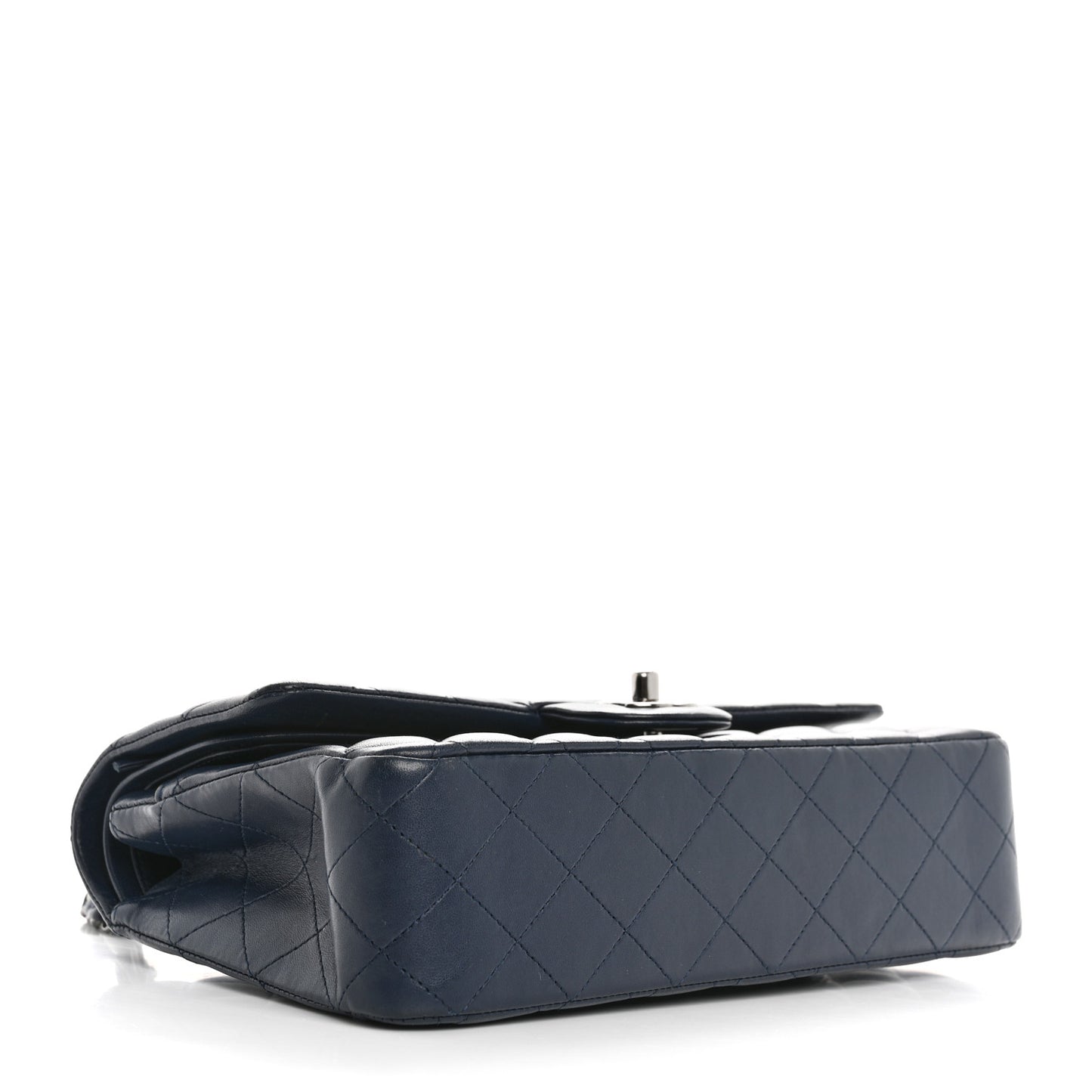 Lambskin Quilted Medium Double Flap Navy