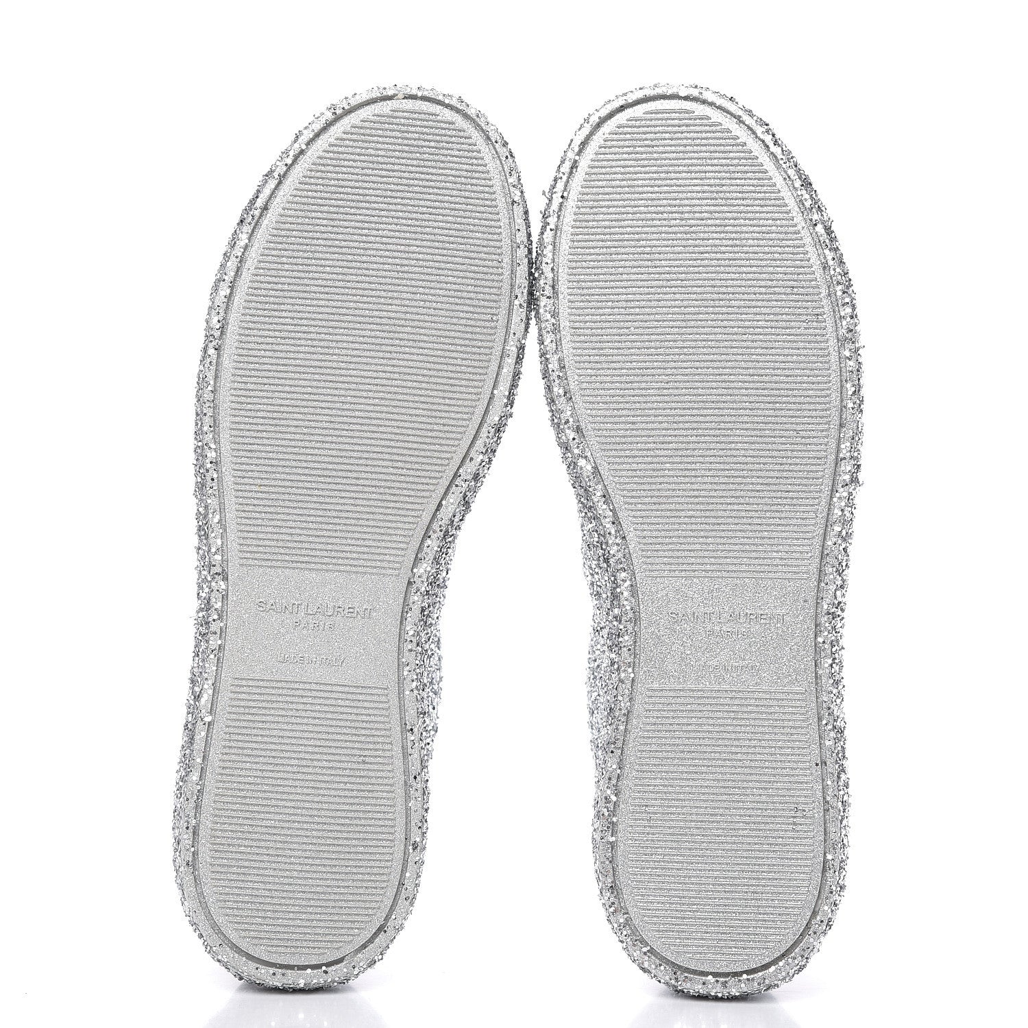 Saint Laurent Calfskin Crystal Glitter Andy Sneakers 37.5 Silver 5 of 8