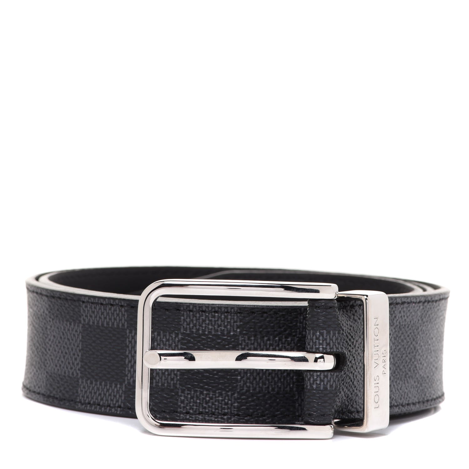 Louis Vuitton Damier Graphite Calfskin Belt 85 34 Black 1 of 8
