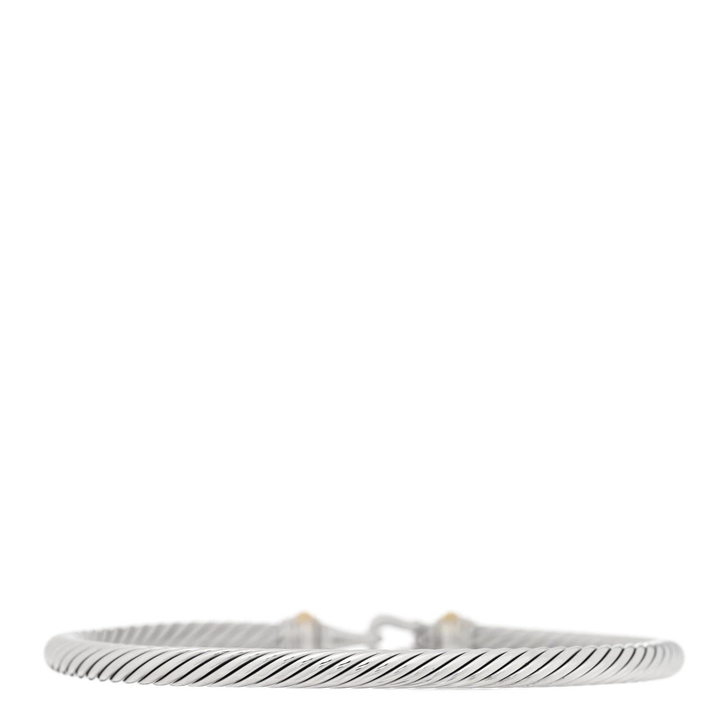Sterling Silver 18K Yellow Gold 4mm Cable Classic Buckle Bracelet