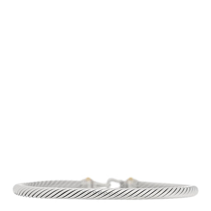 David Yurman Sterling Silver 18K Yellow Gold 4mm Cable Classic Buckle Bracelet 2 of 3