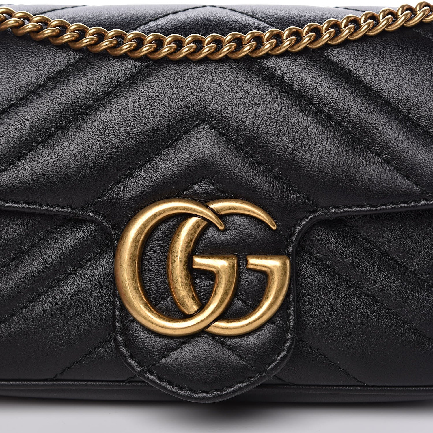 Gucci Calfskin Matelasse Super Mini GG Marmont Shoulder Bag Black 12 of 12