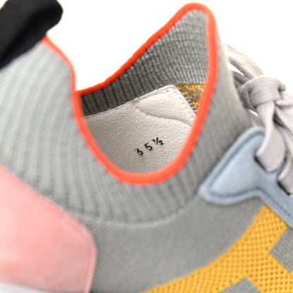 Hermes Knit Suede Goatskin Womens Crew Sneakers 35.5 Multicolor Gris Orange 5 of 5