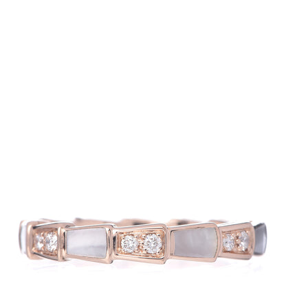 Bulgari 18K Rose Gold Diamond Mother of Pearl 4mm Serpenti Viper Band Ring 57 8 3 of 5