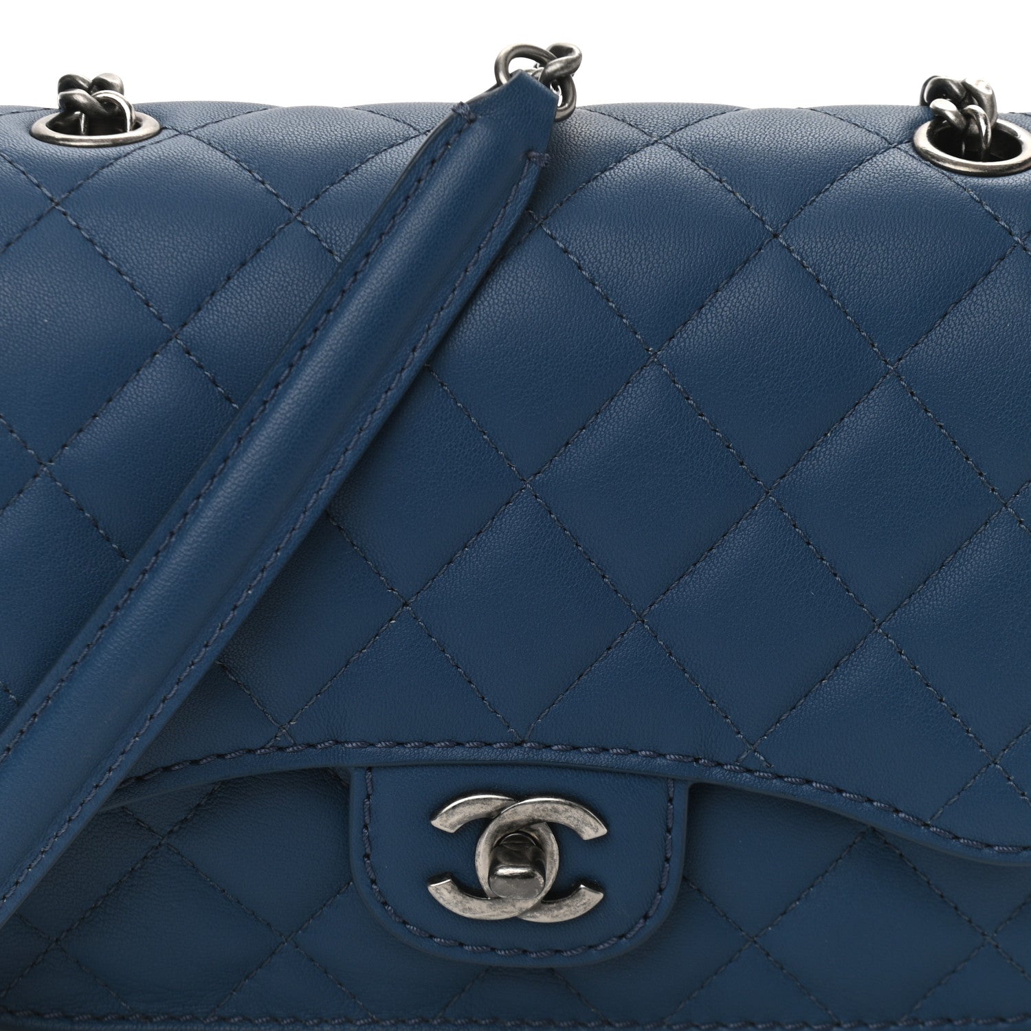 Chanel Lambskin Quilted Small Natural CC Flap Navy 8 of 10