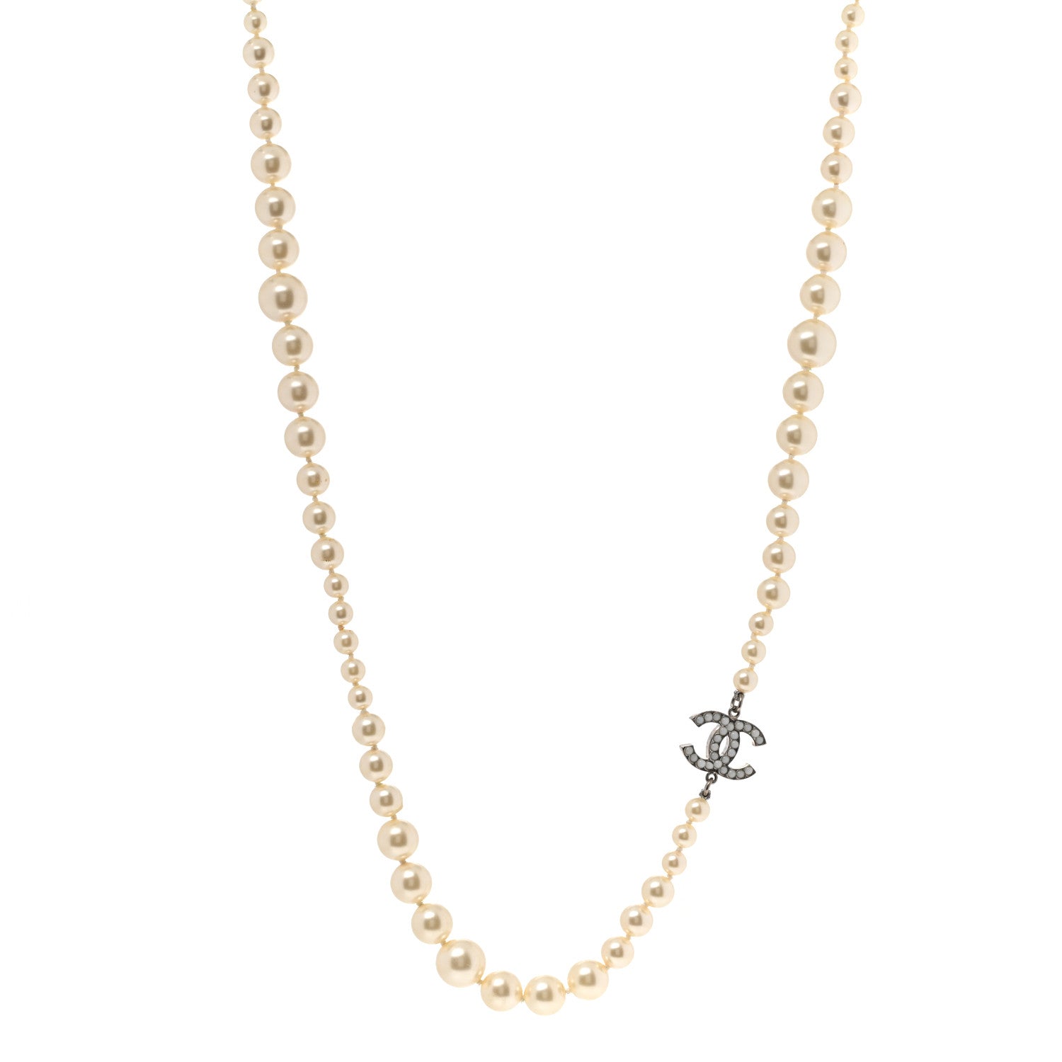 Chanel Graduated Pearl CC Long Necklace Gold 1 of 10