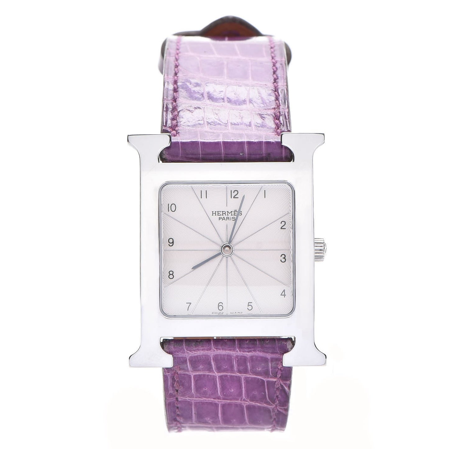 Stainless Steel Alligator 26mm Heure H Hour Quartz Watch Violet