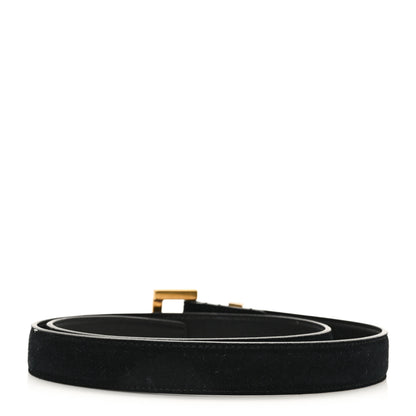Saint Laurent Suede Calfskin Monogram Square Buckle Belt 70 28 Black 2 of 6